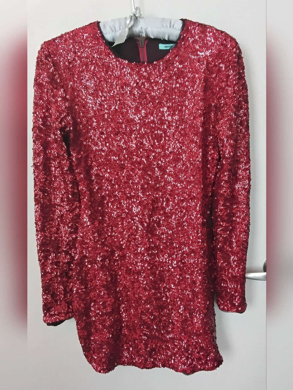 Kimchi Blue Red Sequin Long Sleeve Mini Dress